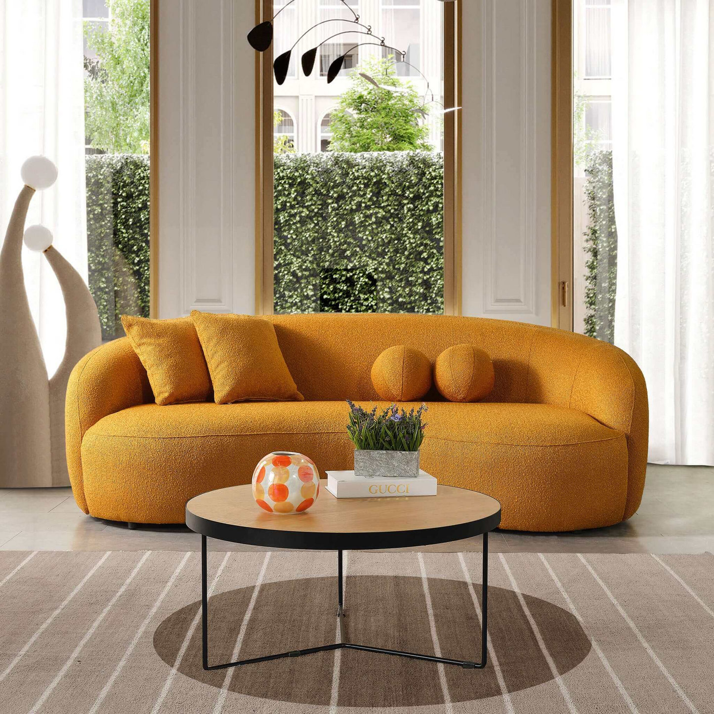 Curved Boucle Sofa