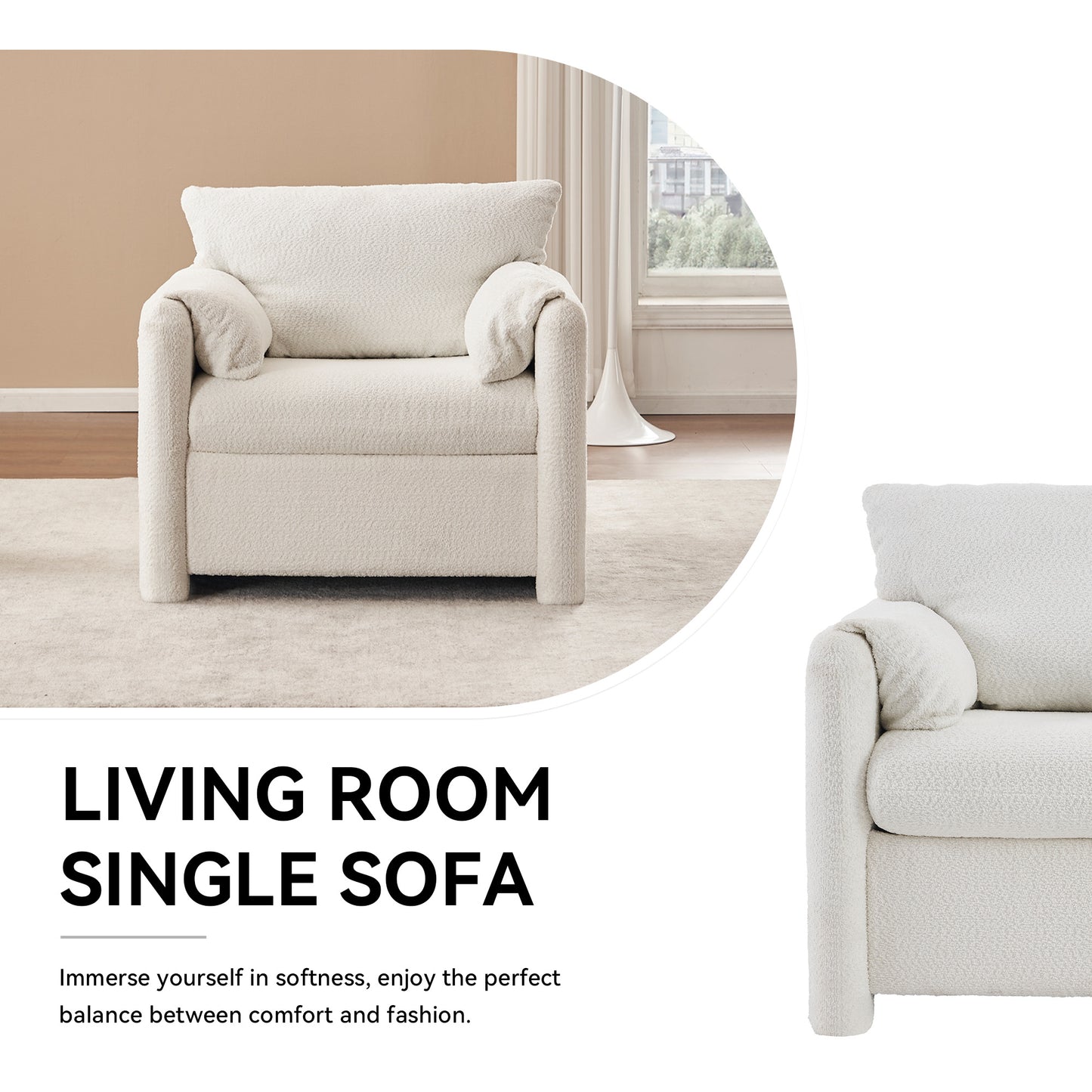 Single Sofa Chair with Soft Chenille Cushion