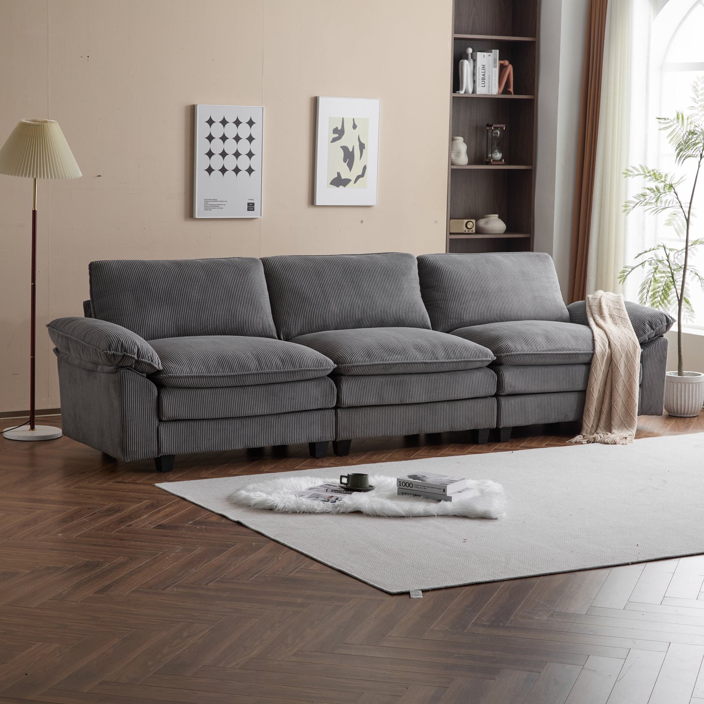 Modular Sectional Sofa with Movable Ottoman