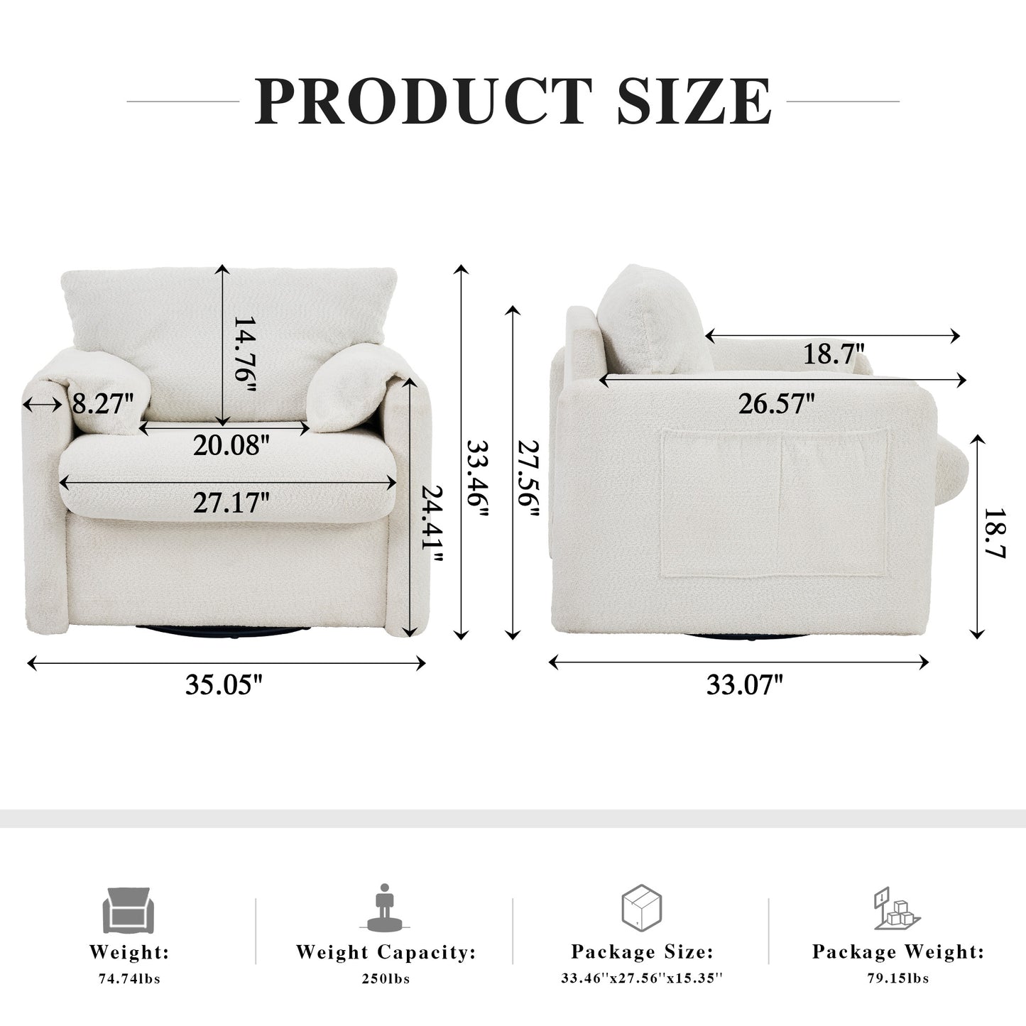 Modern Chenille Swivel Chair