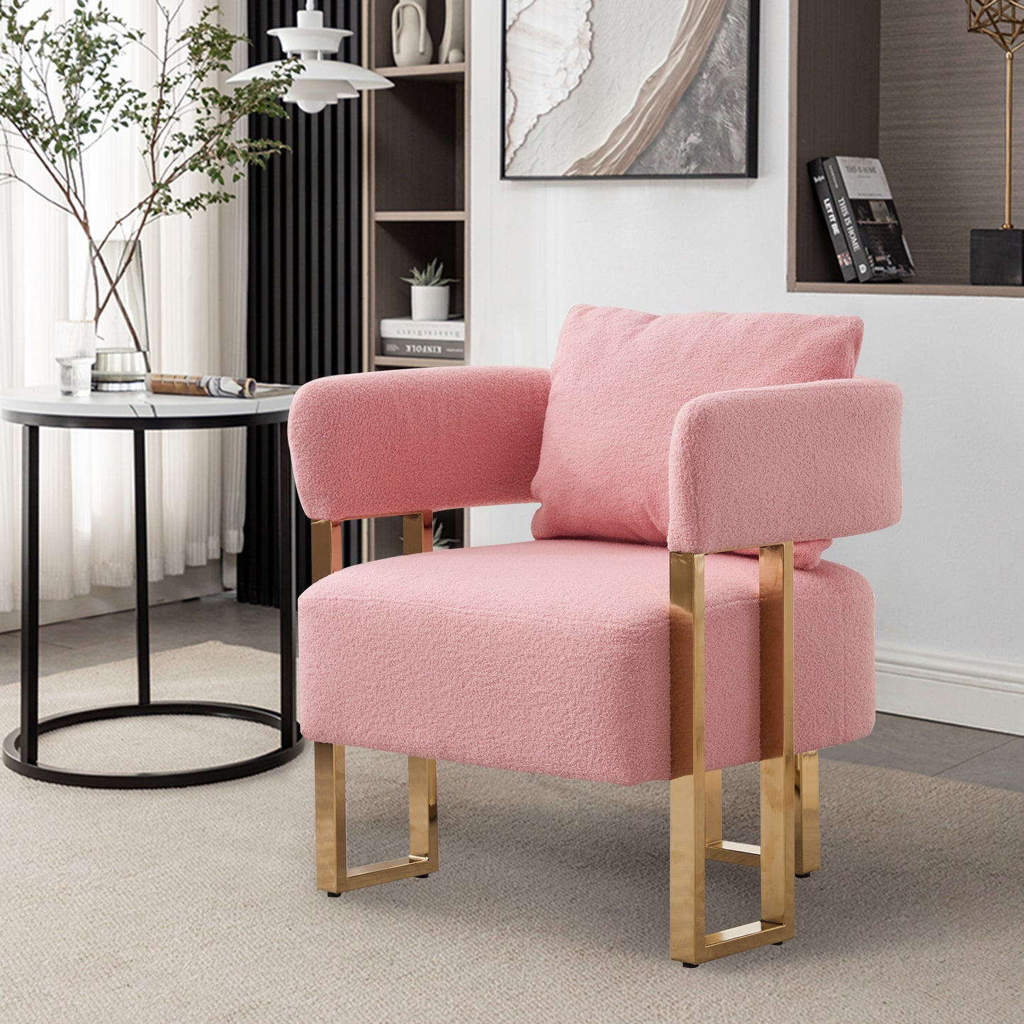 Bouclé Accent Chair, Pink