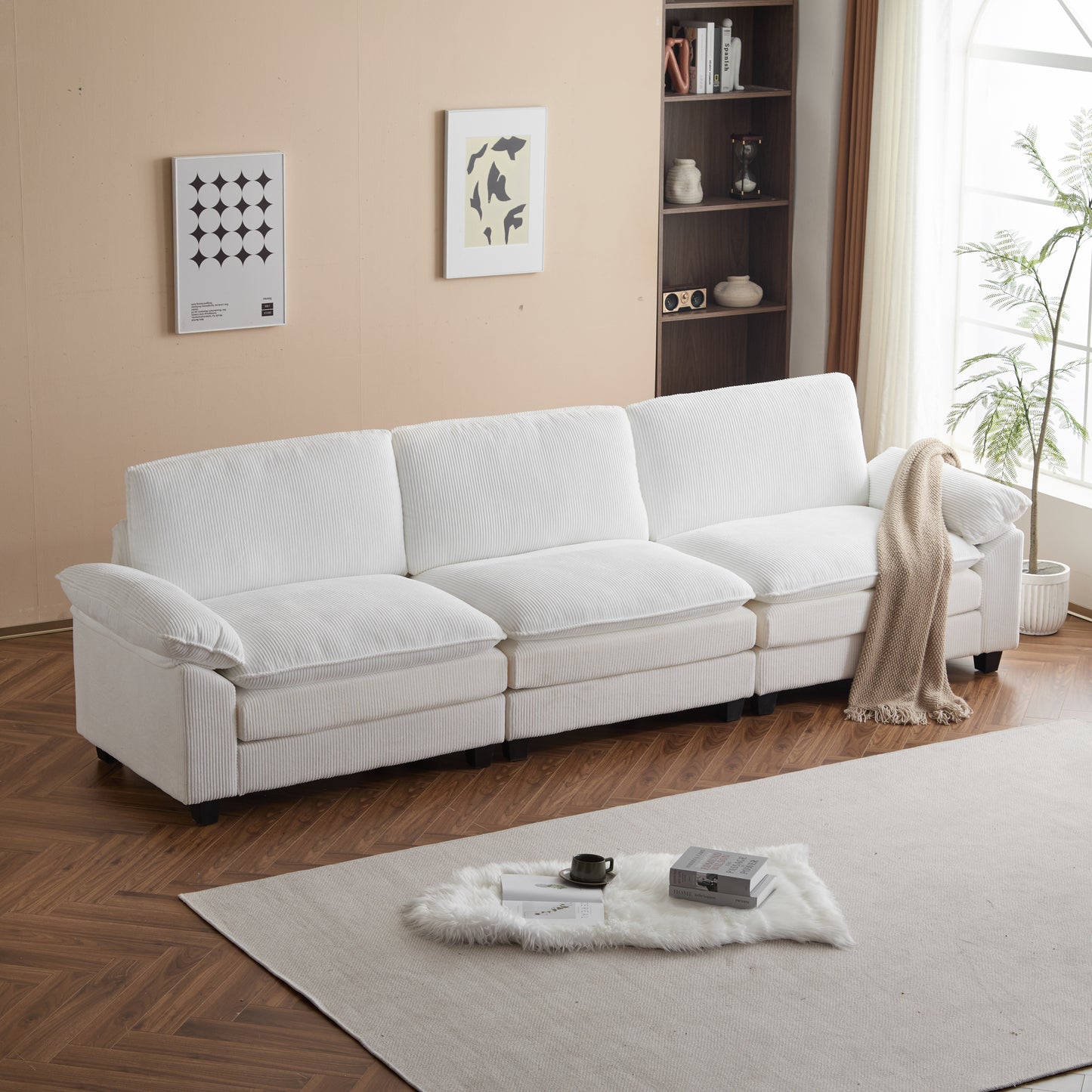 Modular Sectional Sofa with Movable Ottoman