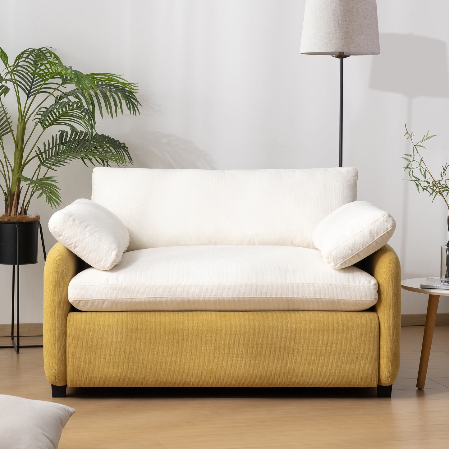 Oversized Chenille Single Sofa Chair, Yellow