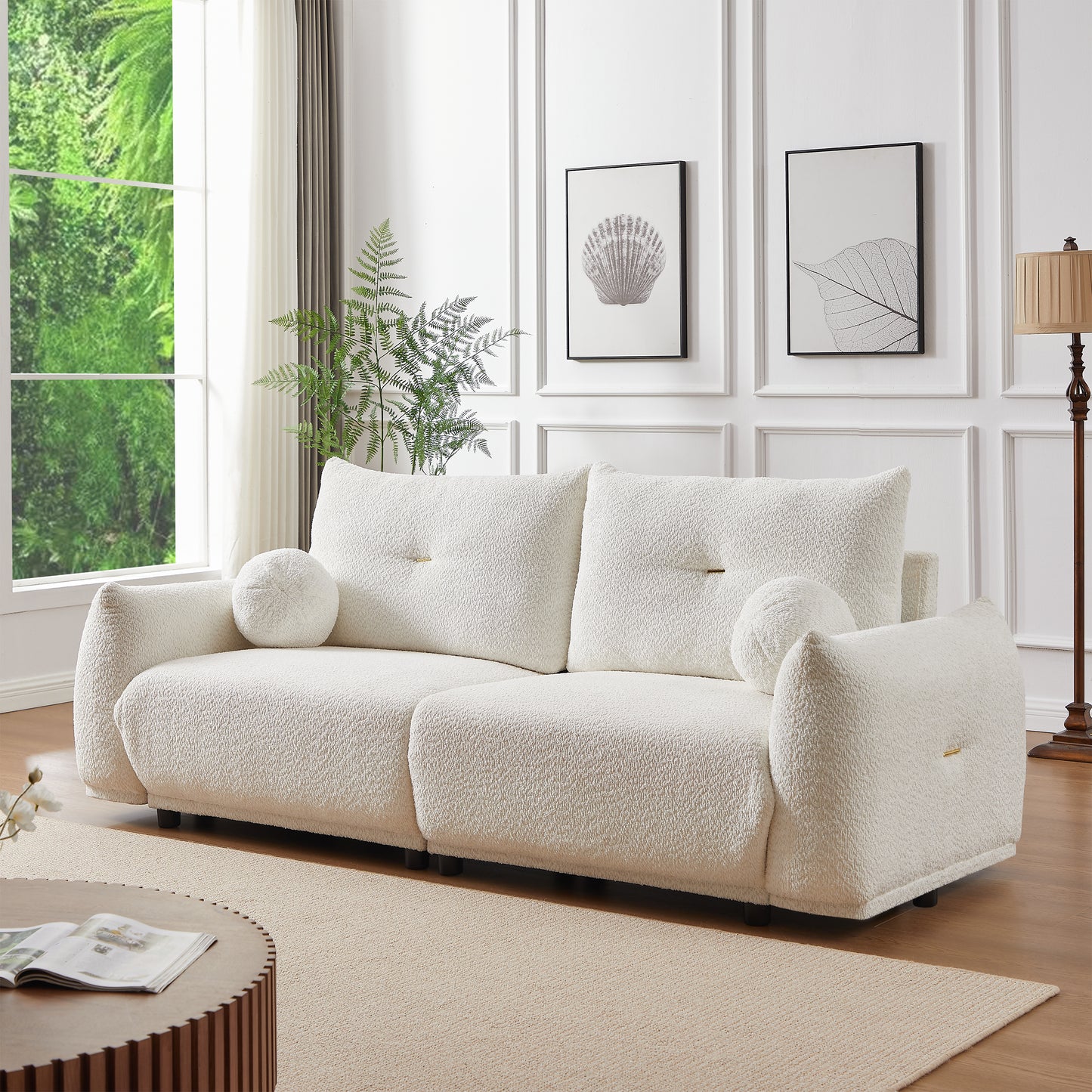 90" Wool 2-Seater Cushion Sofa