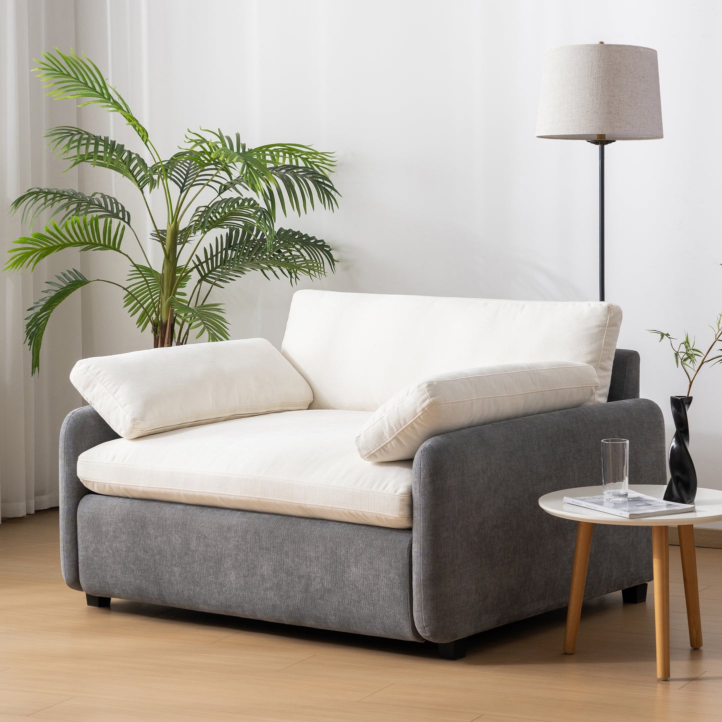 Oversized Chenille Single Sofa Chair, Grey