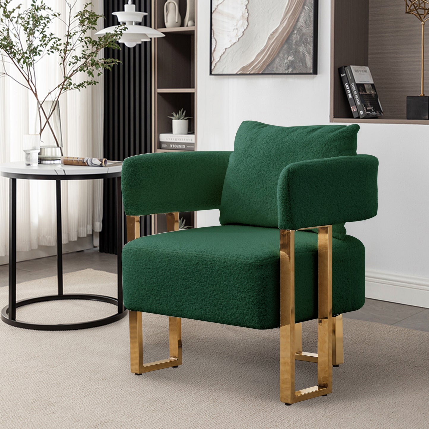 Bouclé Accent Chair, Green