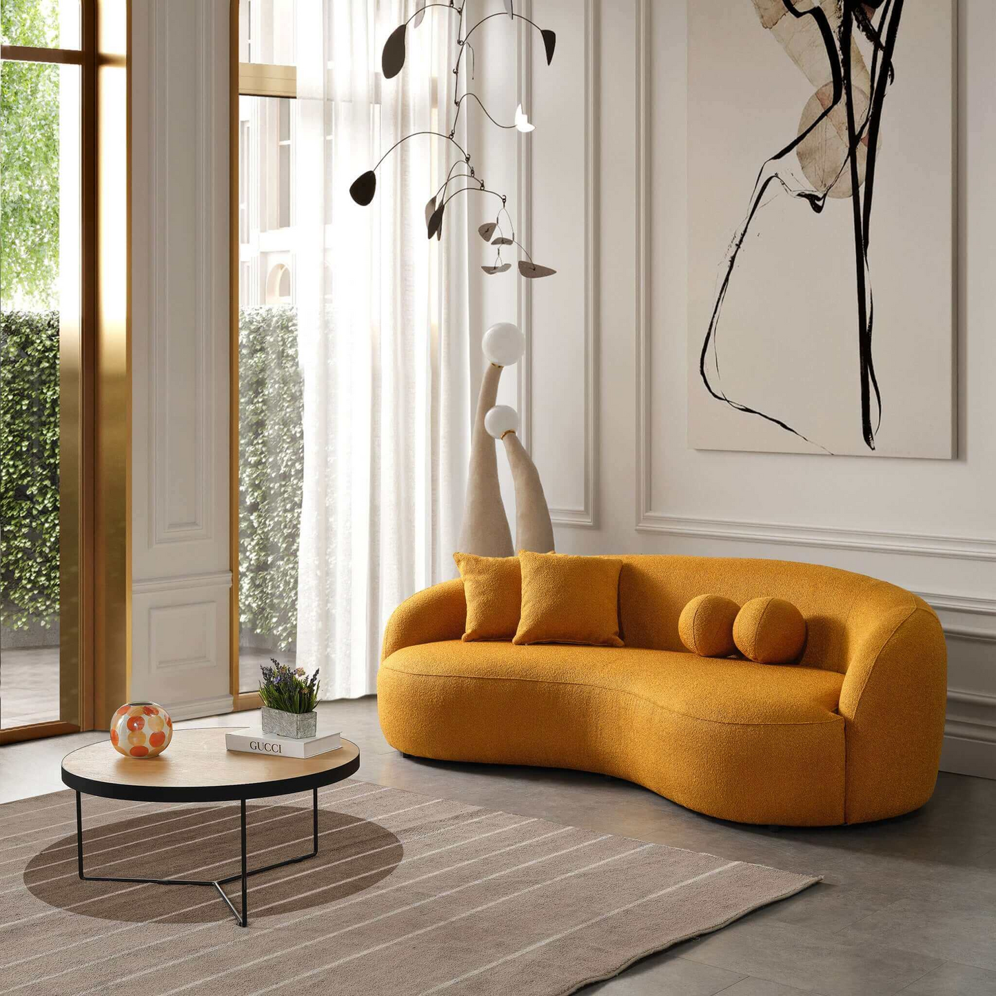 Curved Boucle Sofa