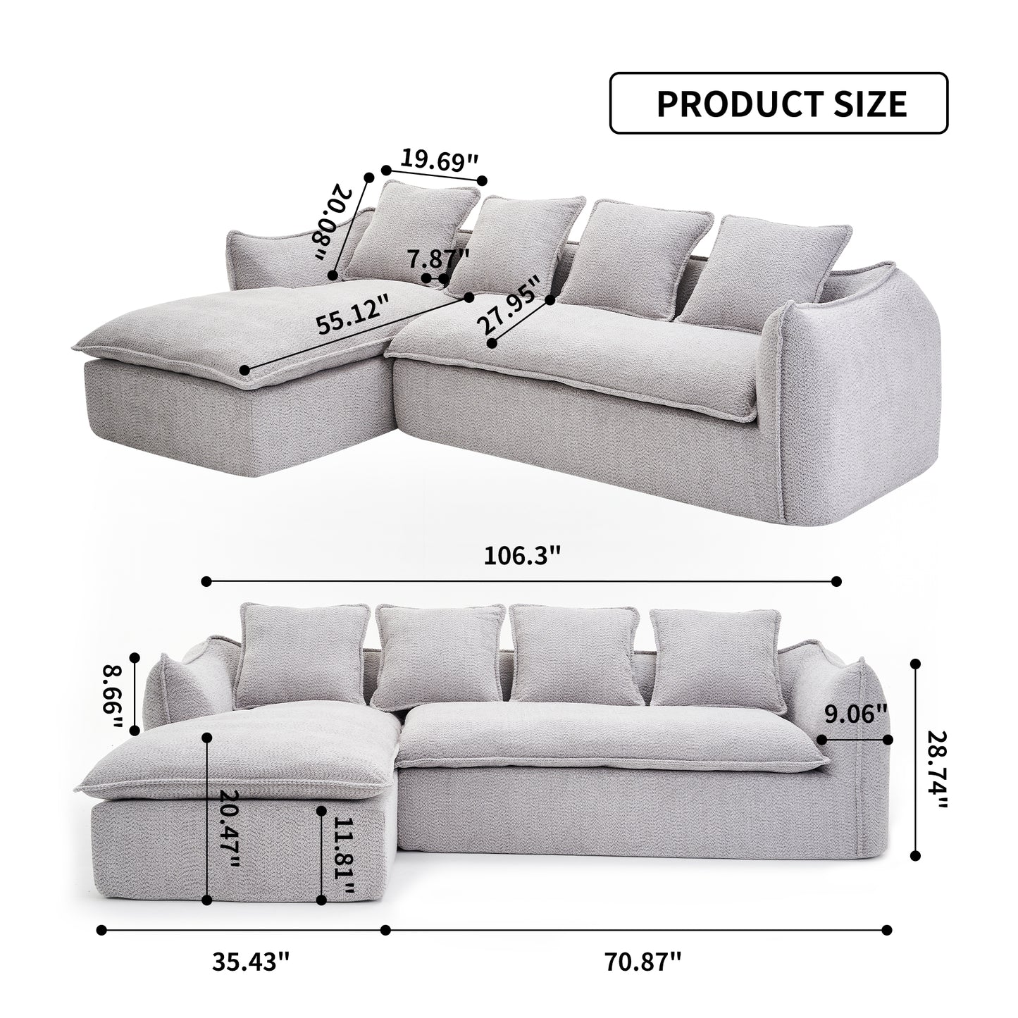 Modern L-Shaped Modular Sofa