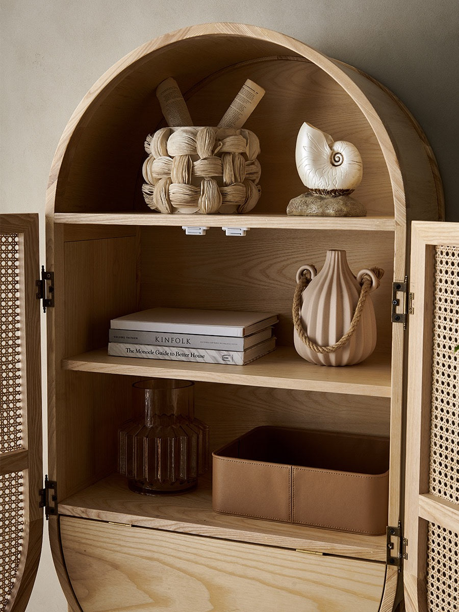 Natural Woven Rattan Sideboards Buffets with Hidden Door