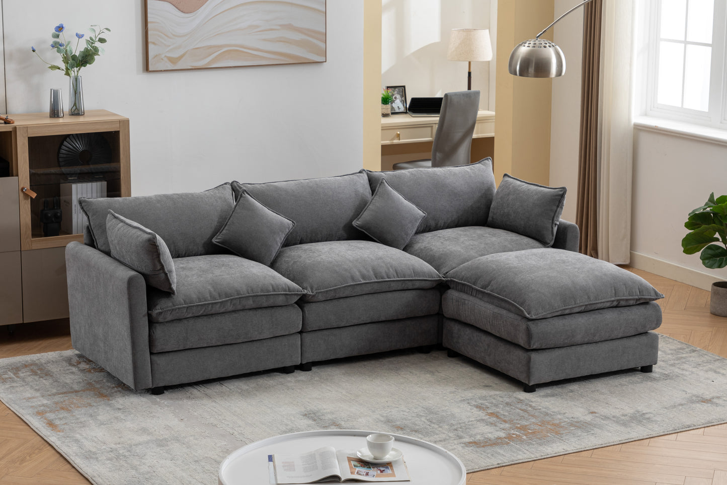 Modern L-Shaped 3-Seater Sofa