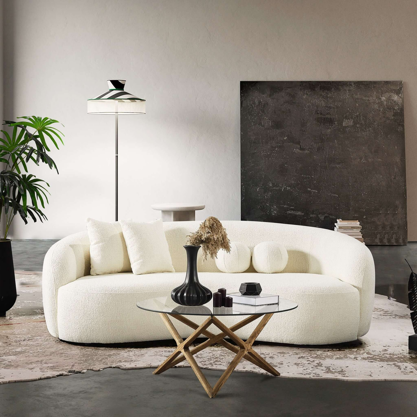 Curved Boucle Sofa