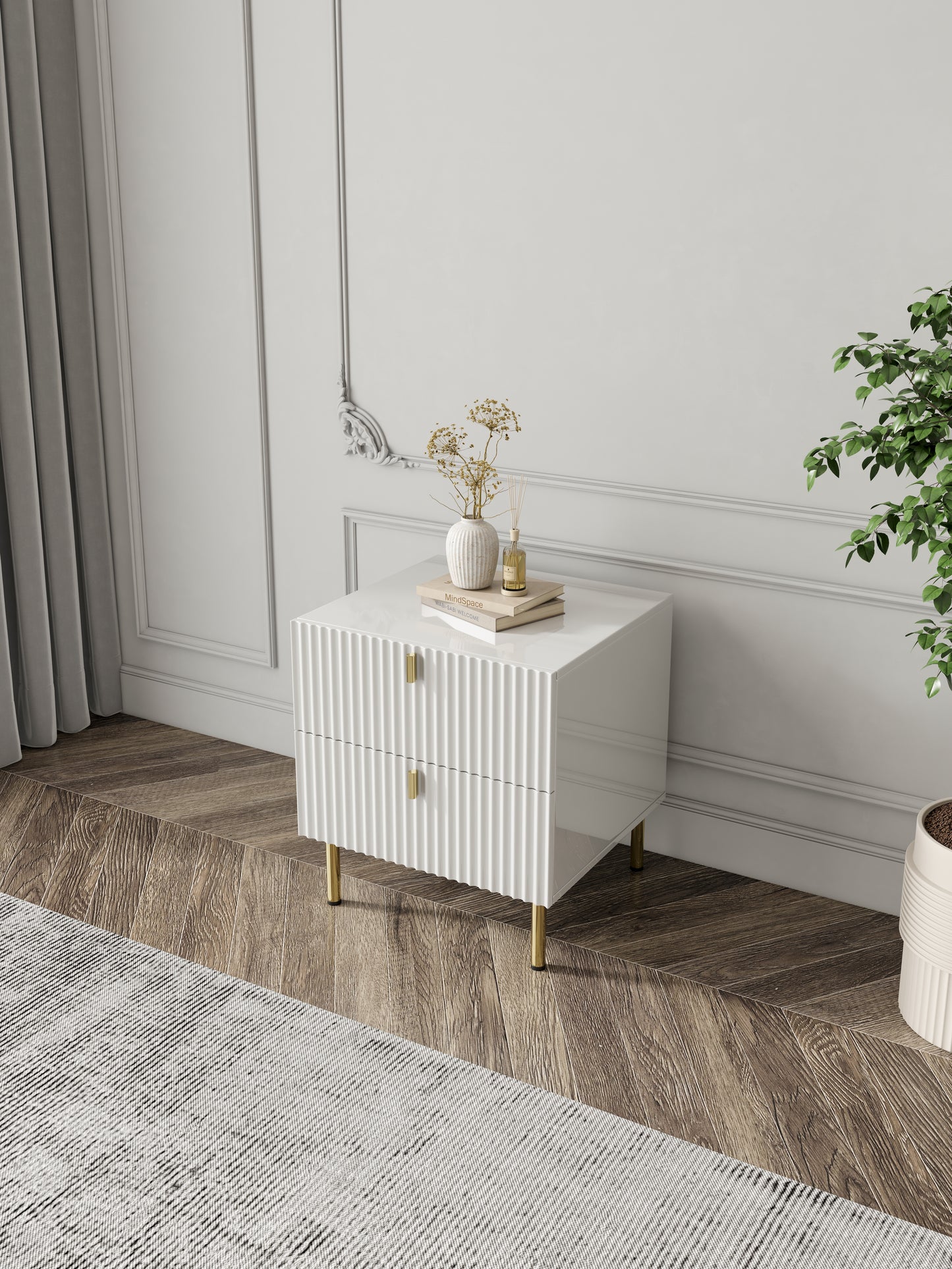 Contemporary Nightstand with Two Drawers and Minimalist Design