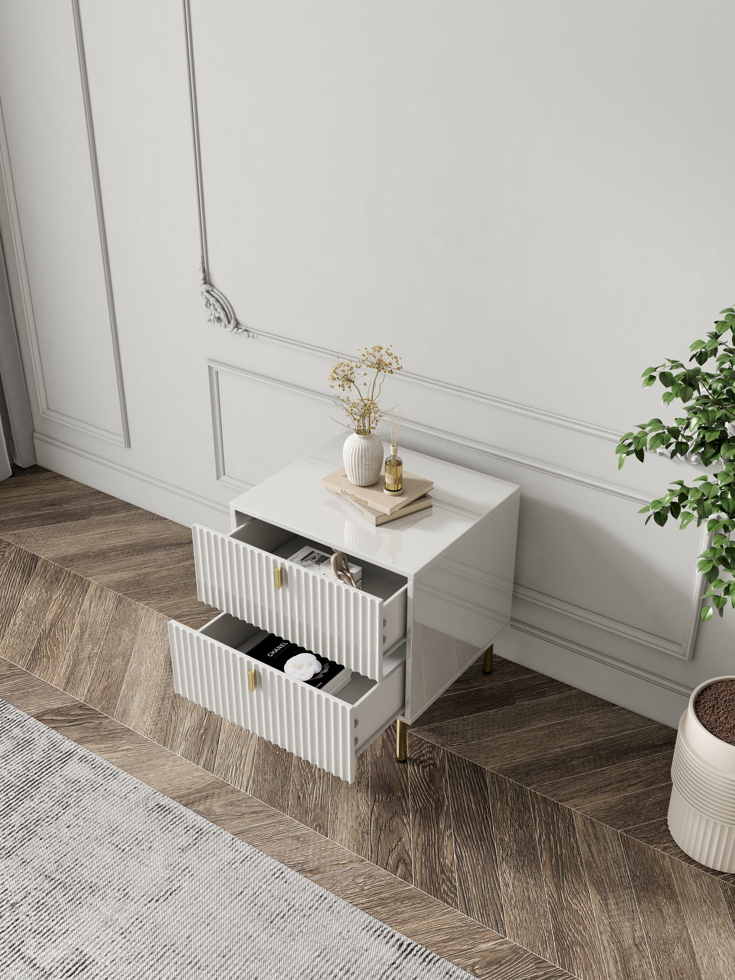 Contemporary Nightstand with Two Drawers and Minimalist Design