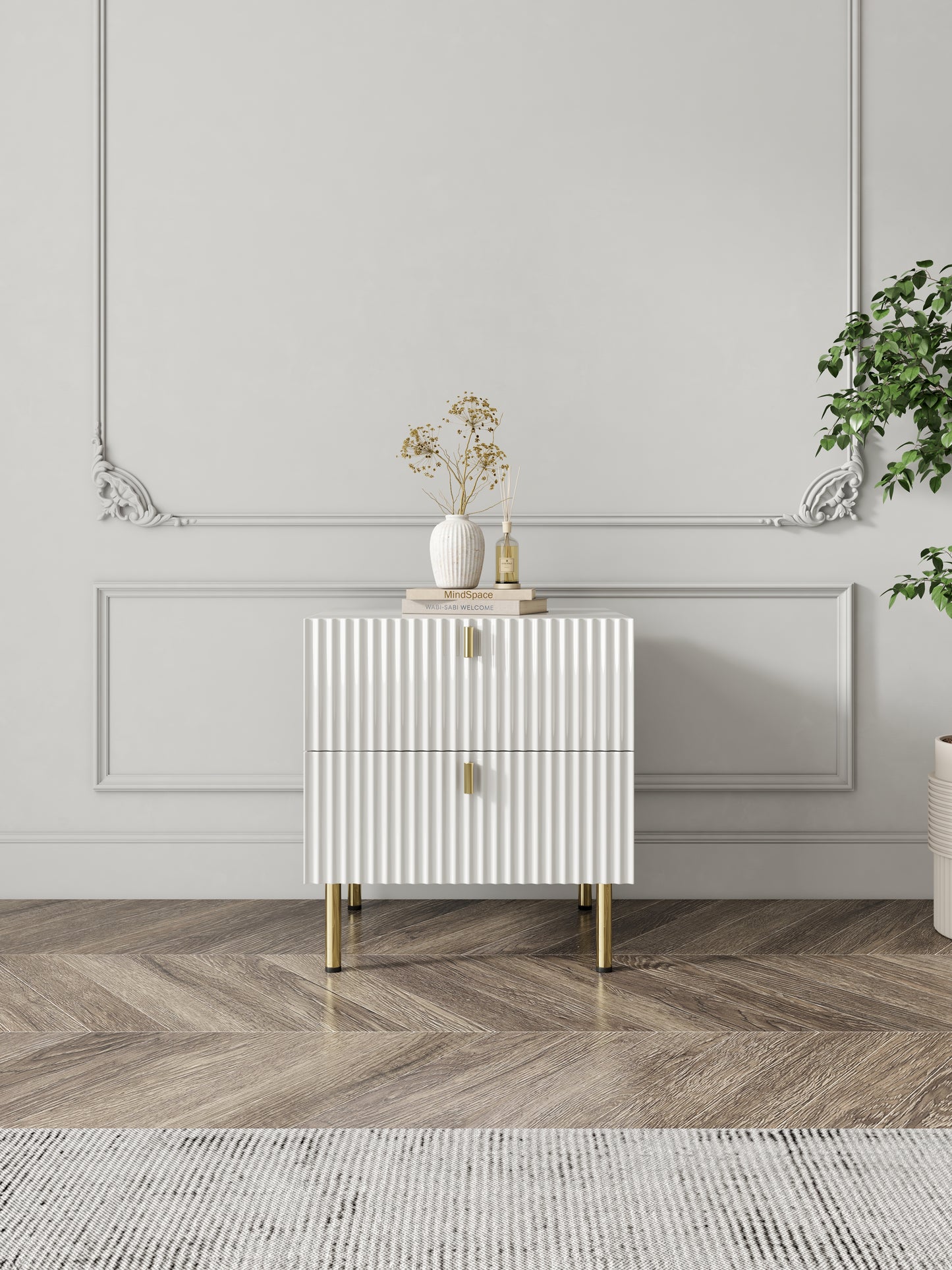 Contemporary Nightstand with Two Drawers and Minimalist Design