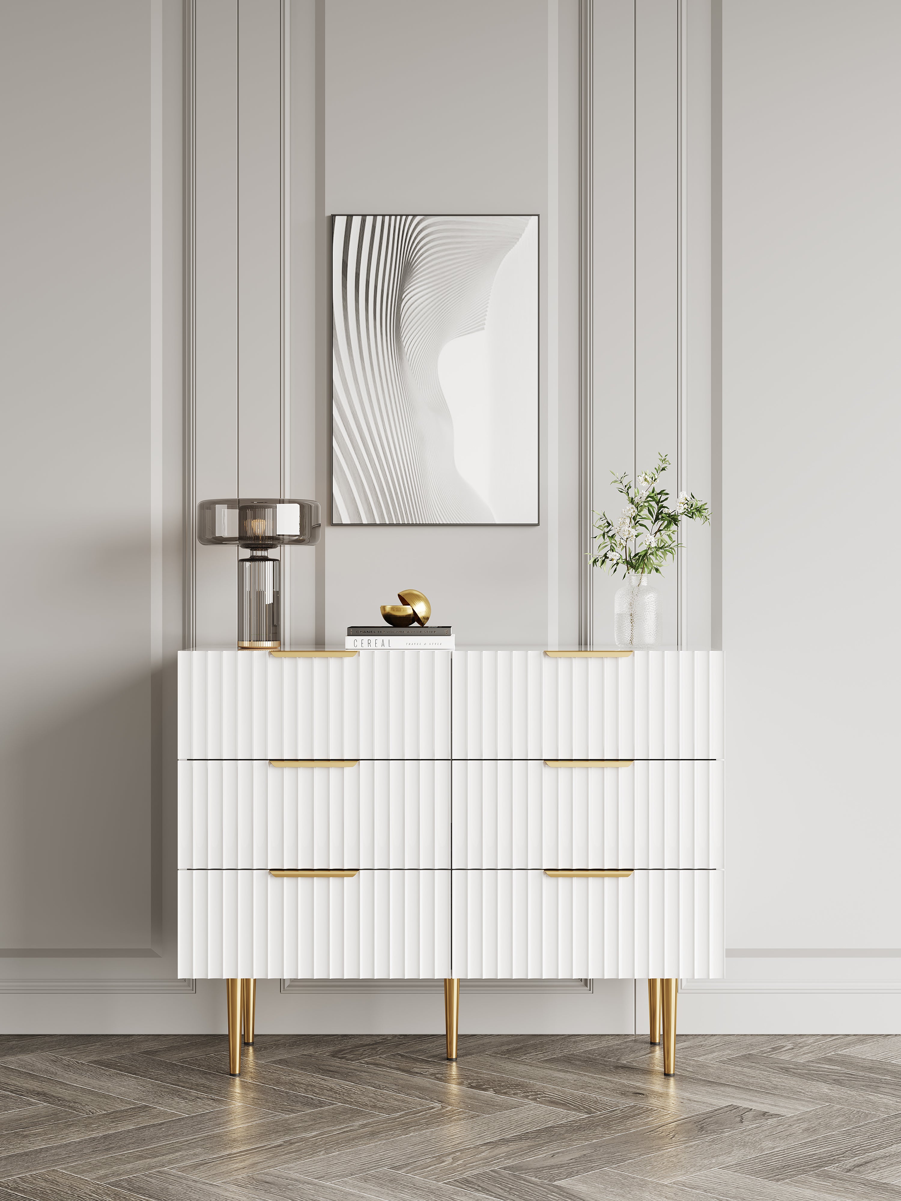 Minimalist white clearance dresser