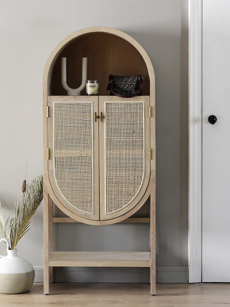 Natural Woven Rattan Sideboards Buffets with Hidden Door