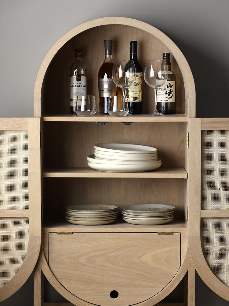 Natural Woven Rattan Sideboards Buffets with Hidden Door